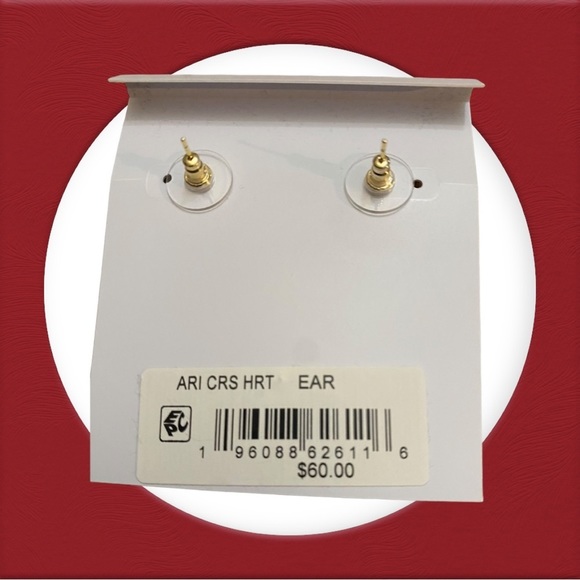 Kendra Scott Ari Valentine’s Day Red Heart Pave Crystal Earrings. 14k go NWT $60 - Picture 2 of 4